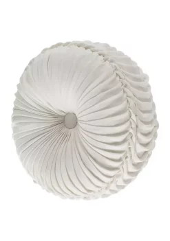 J. Queen New York Patricia White Tufted Round Decorative Throw Pillow