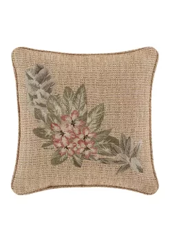 J. Queen New York Martinique Gold 18 Inch Square Embellished Decorative Throw Pillow