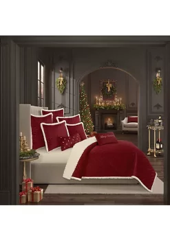 J. Queen New York Casey Sherpa - Crimson 3Pc. Quilt Set