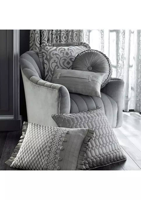 J. Queen New York Luxembourg Silver 20 Inch Square Decorative Throw Pillow 4 J. Queen New York Luxembourg Silver 20 Inch Square Decorative Throw Pillow - Image 2
