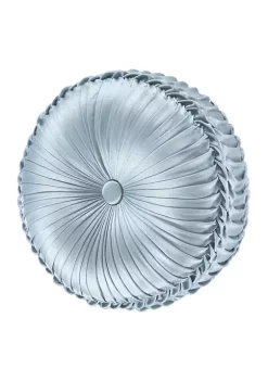 J. Queen New York Malita Powder Blue Tufted Round Decorative Throw Pillow