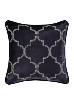 J. Queen New York Middlebury Indigo 18 Inch Square Embellished Decorative Throw Pillow