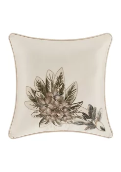 J. Queen New York Palm Beach Ivory 20 Inch Square Decorative Throw Pillow