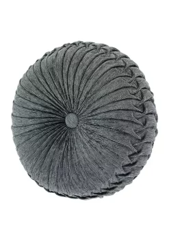 J. Queen New York Botticelli Blue Tufted Round Decorative Throw Pillow