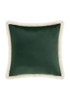 J. Queen New York Casey Sherpa - Evergreen 18" Square Quilted Decorative Throw Pillow