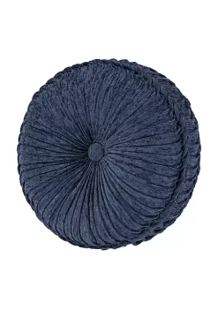 J. Queen New York Weston - Blue Tufted Round Decorative Throw Pillow