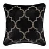 J. Queen New York Windham Black 18 Inch Square Embellished Decorative Throw Pillow