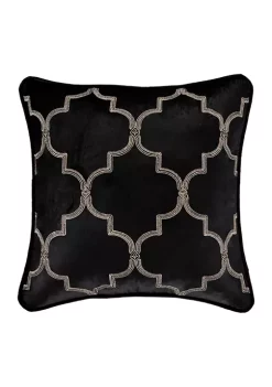 J. Queen New York Windham Black 18 Inch Square Embellished Decorative Throw Pillow