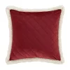 J. Queen New York Casey Sherpa - Crimson 18" Square Quilted Decorative Throw Pillow