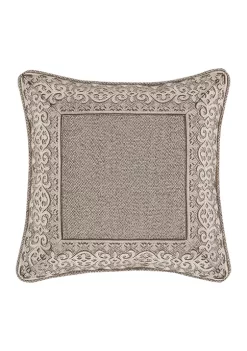 J. Queen New York Milan Taupe 18 Inch Square Embellished Decorative Throw Pillow
