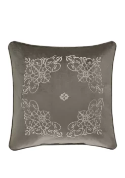 J. Queen New York 18 Inch Crestview Silver Square Decorative Throw Pillow