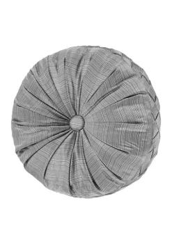 J. Queen New York Luxembourg Silver Tufted Round Decorative Throw Pillow