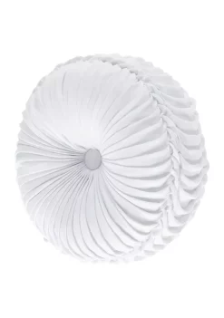 J. Queen New York Flint White Tufted Round Decorative Throw Pillow