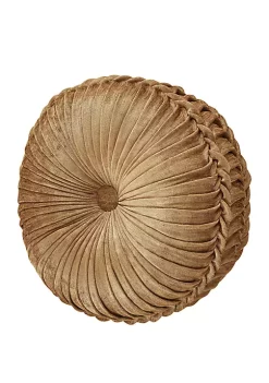 J. Queen New York Sicily Gold Tufted Round Pillow -J. Queen New York Belk 760